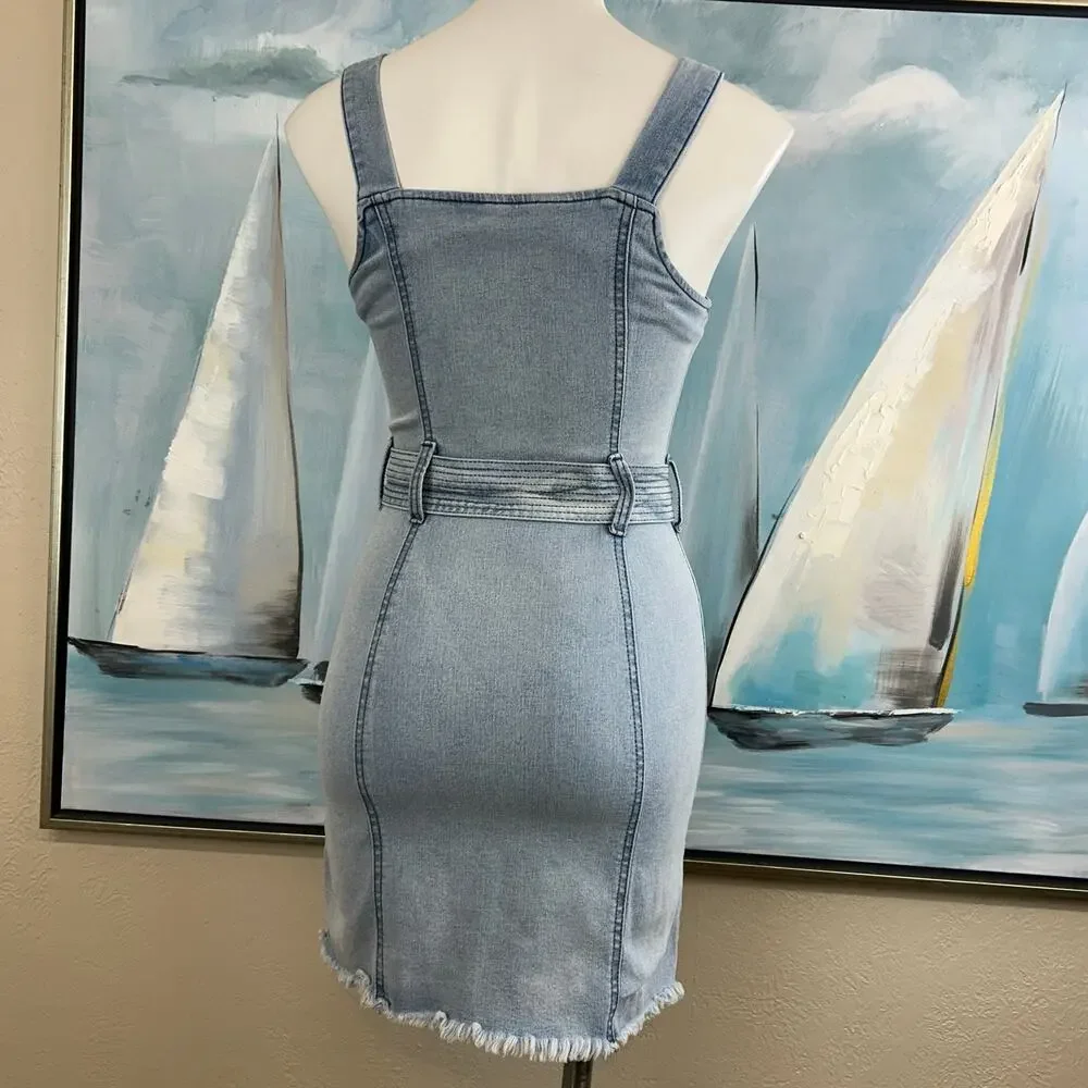 Peace Love Evo by Rewash Light Blue Denim Mini Dress Size Junior Small - Picture 5 of 8
